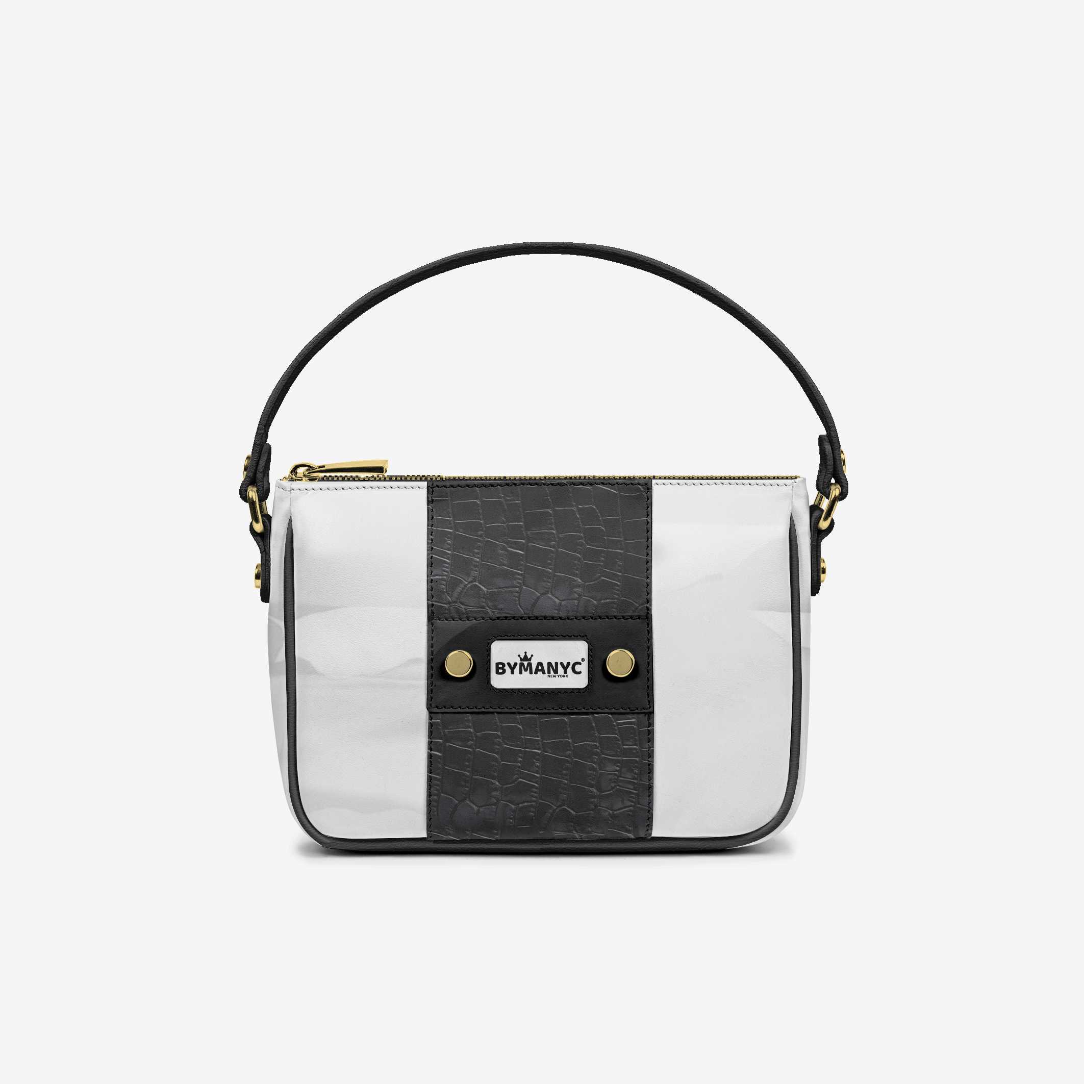 Handbag BYMANYC Ā® New York ā Couture Vegan Vertical Band in Midnight Gold
