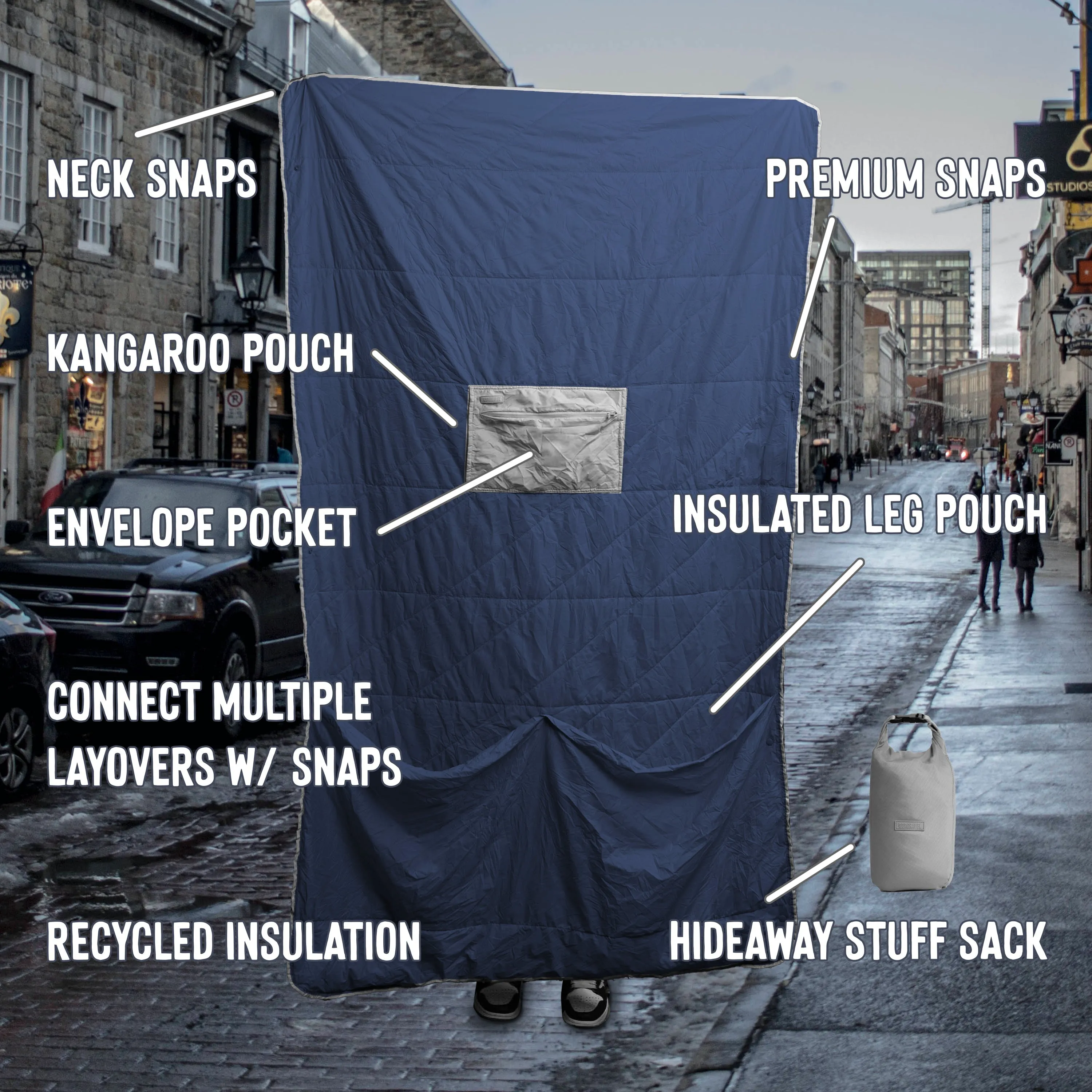 Layover™ XL Travel Blanket - Insulated & Packable | Blue - Image 3