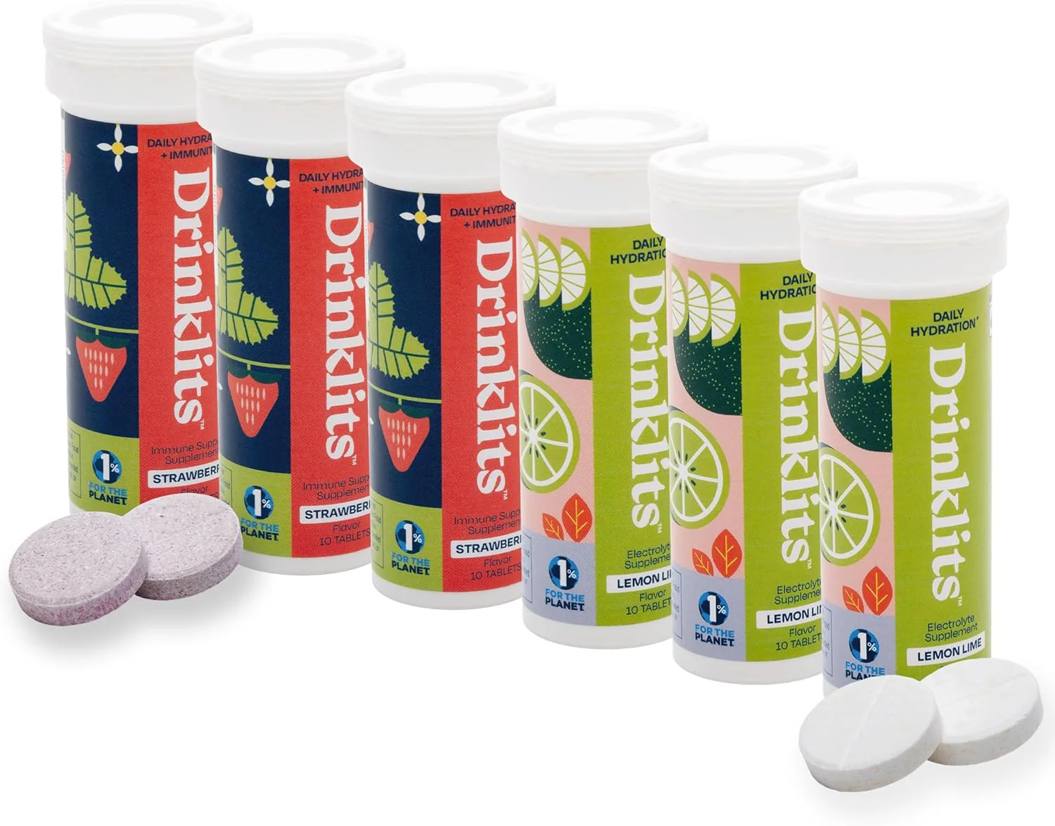 Lemon Lime Daily Hydration & Strawberry Daily Immune Support (6) Tube Combo Pack