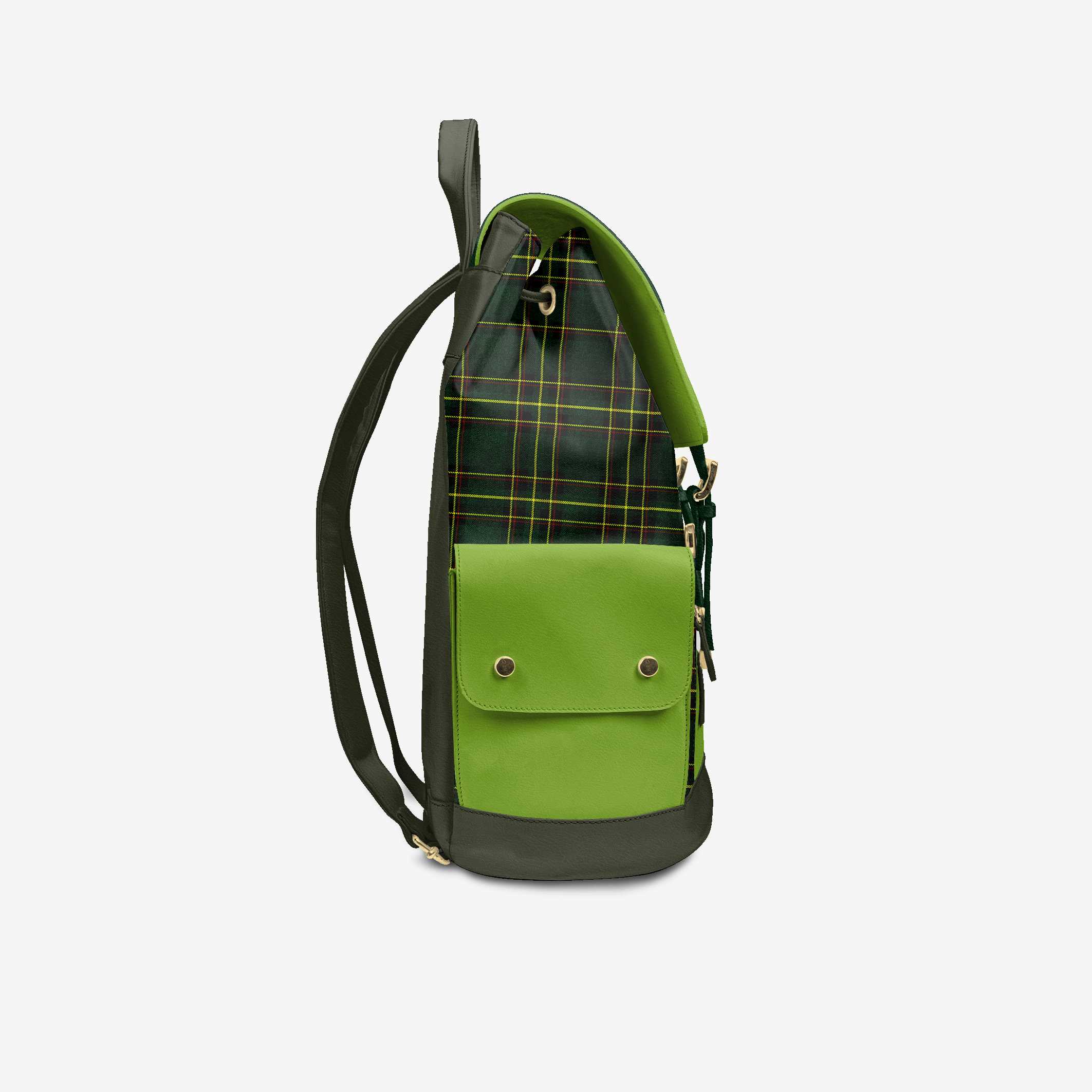 Luxury Vegan Backpack TARTAN GREEN EDGE – BYMANYC ® New York - Image 4