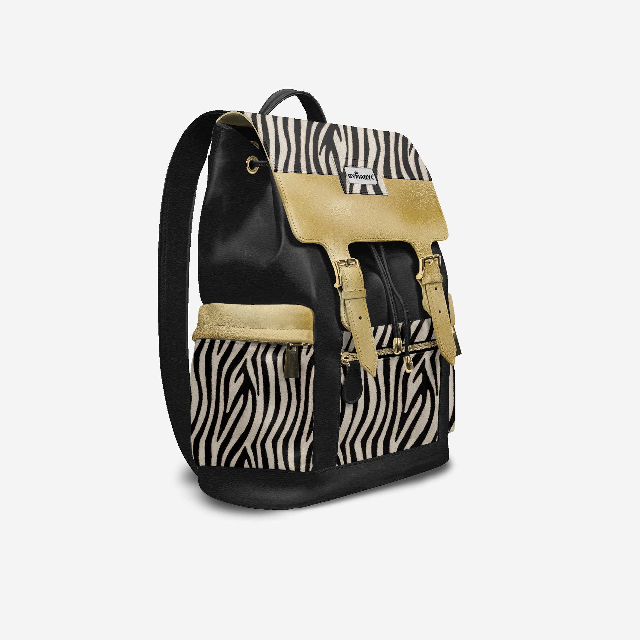 Luxury Vegan Backpack ZEBRA GOLD EDGE – BYMANYC ® New York - Image 2