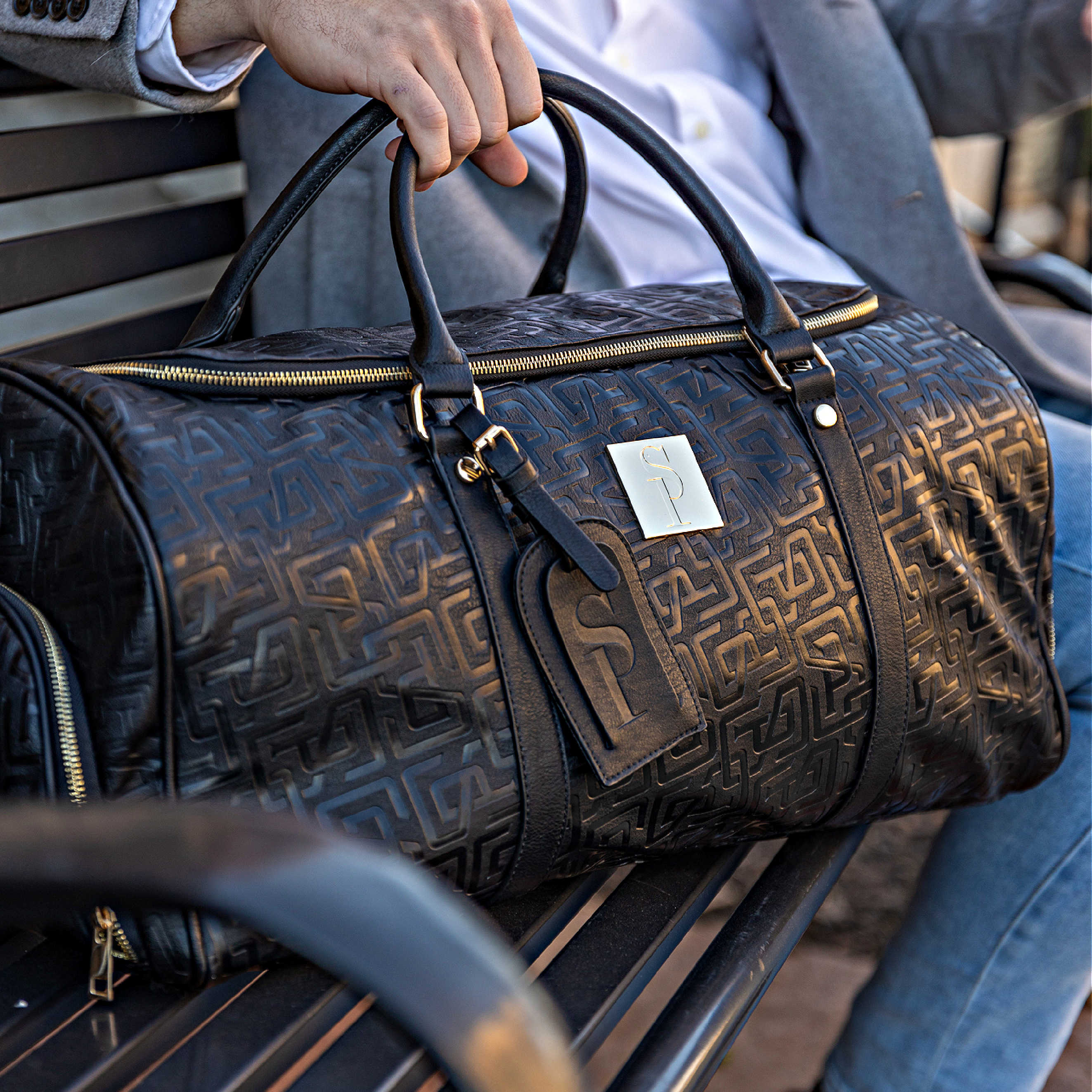 Monogram Leather 2 Bag Set (Commuter and Duffle) - Image 4