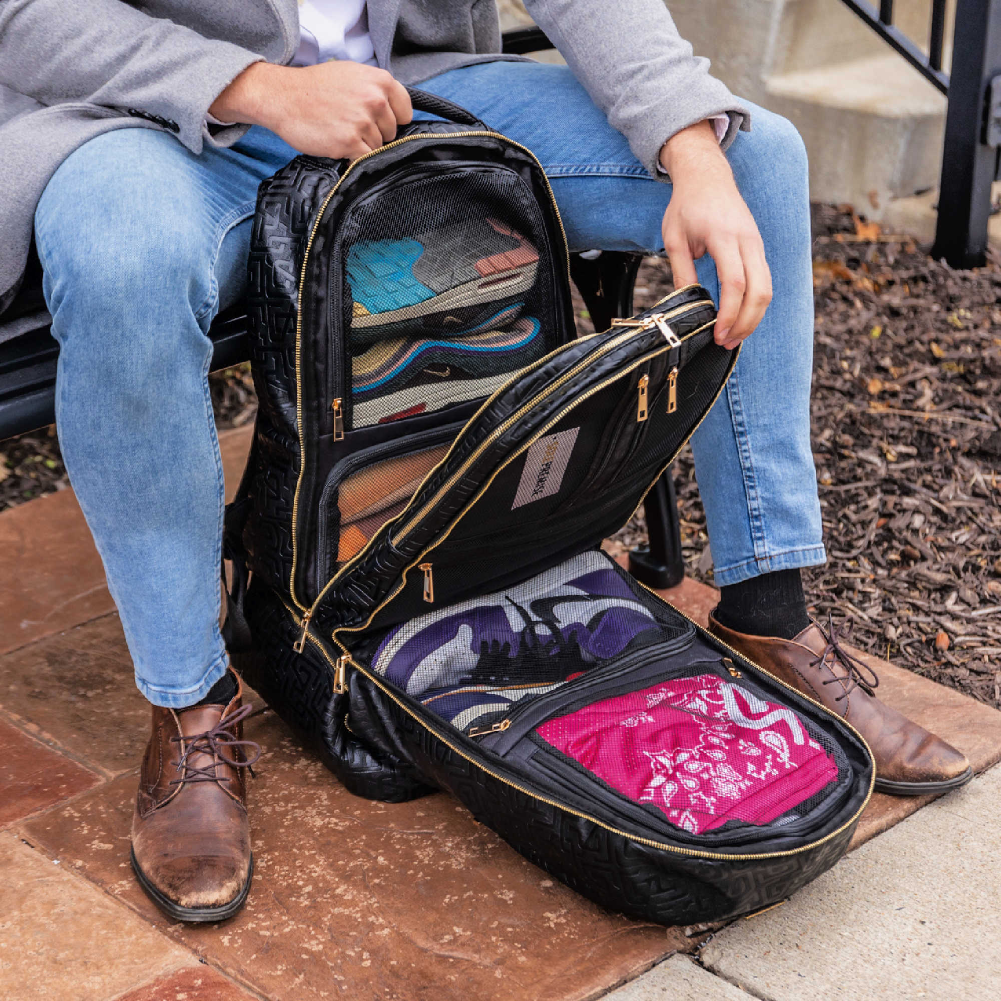 Monogram Leather 3 Bag Set (Signature Backpack, Commuter and Duffle Bag) - Image 8