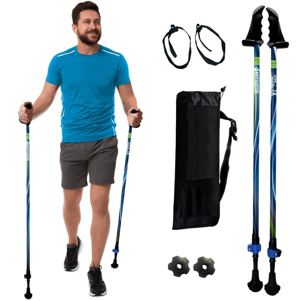 Motivator Walking Poles for Balance and Rehab - Patented Stability Grips - Lightweight, Adjustable, and Collapsible -2 Pieces Adjustable w/flip Locks, Detachable feet and Travel Bag - For Heights up to 6'2" - Image 31