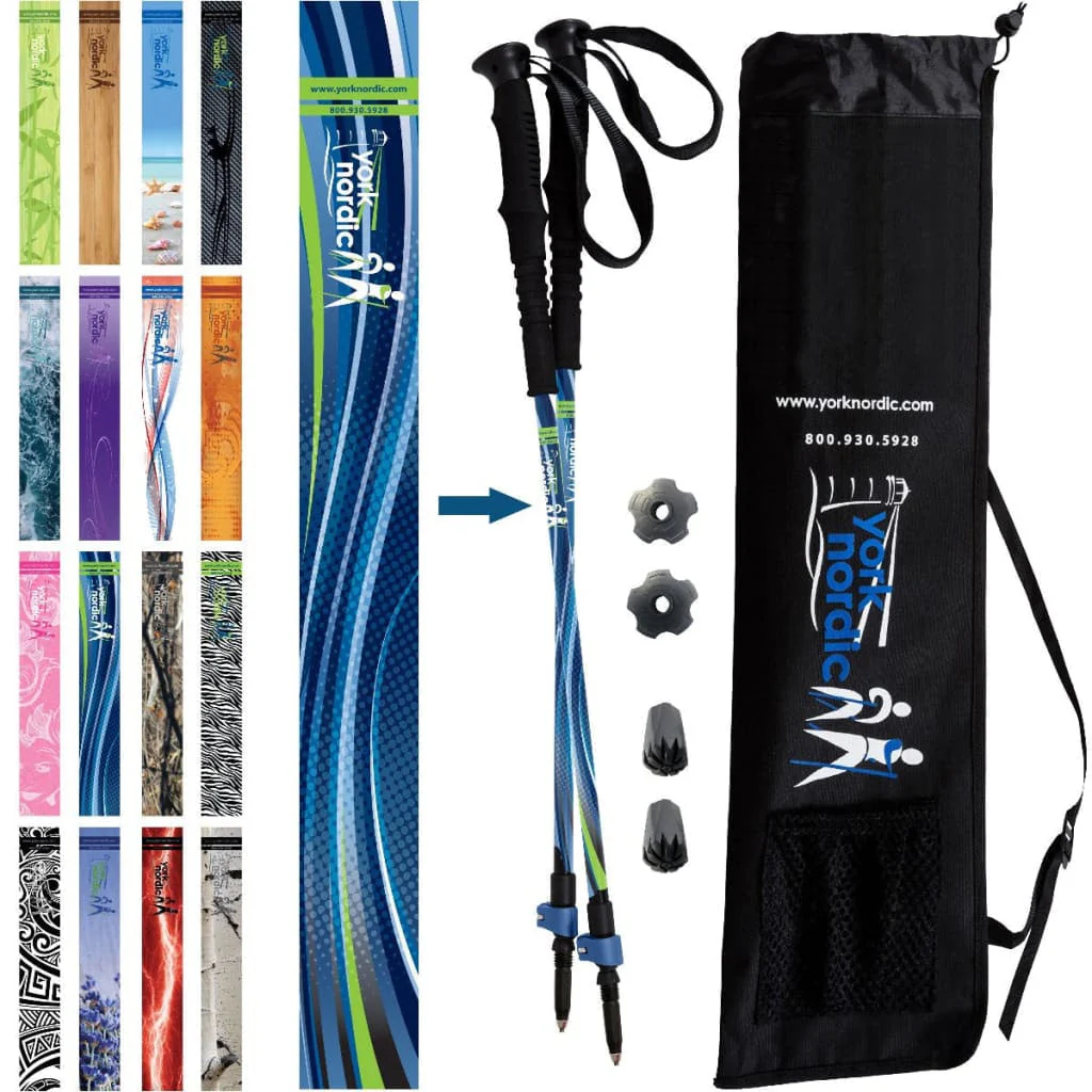 Official Casual Trek Hiking & Walking Poles - Hiking/Trekking Grip w-flip locks, detachable feet and travel bag - pair - For Heights up to 6β2β