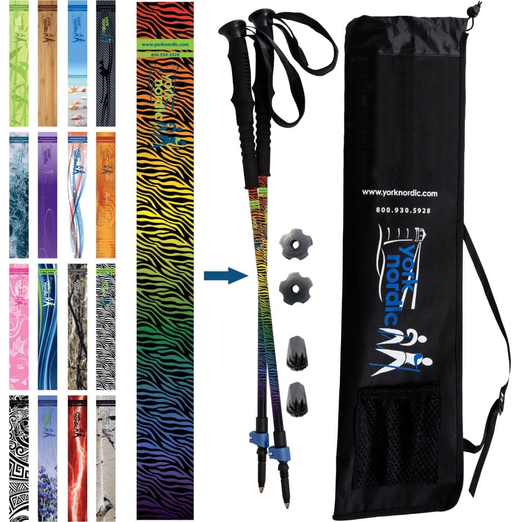 Official Casual Trek Hiking & Walking Poles - Hiking/Trekking Grip w-flip locks, detachable feet and travel bag - pair - For Heights up to 6β2β - Image 24