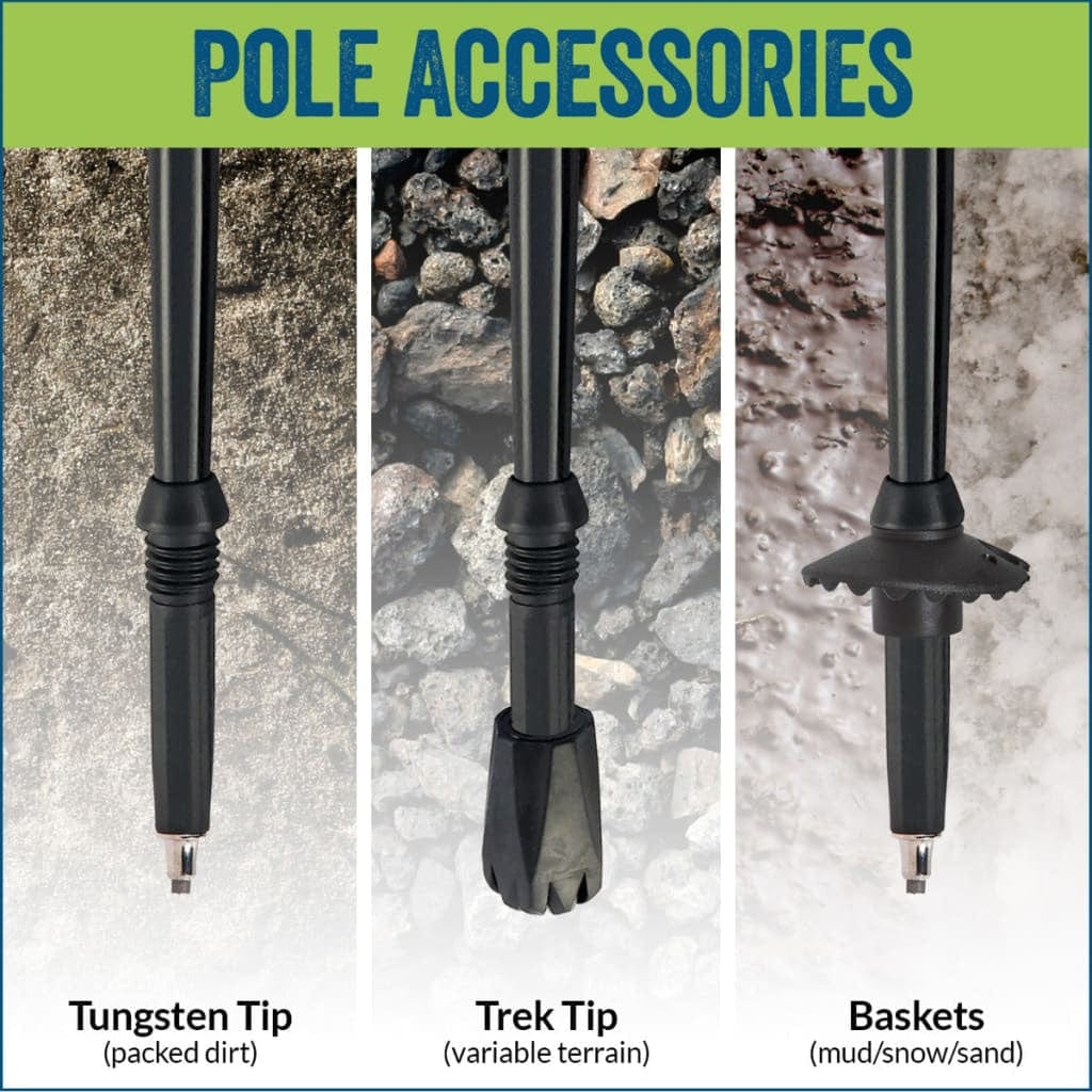 Official Casual Trek Hiking & Walking Poles - Hiking/Trekking Grip w-flip locks, detachable feet and travel bag - pair - For Heights up to 6β2β - Image 7