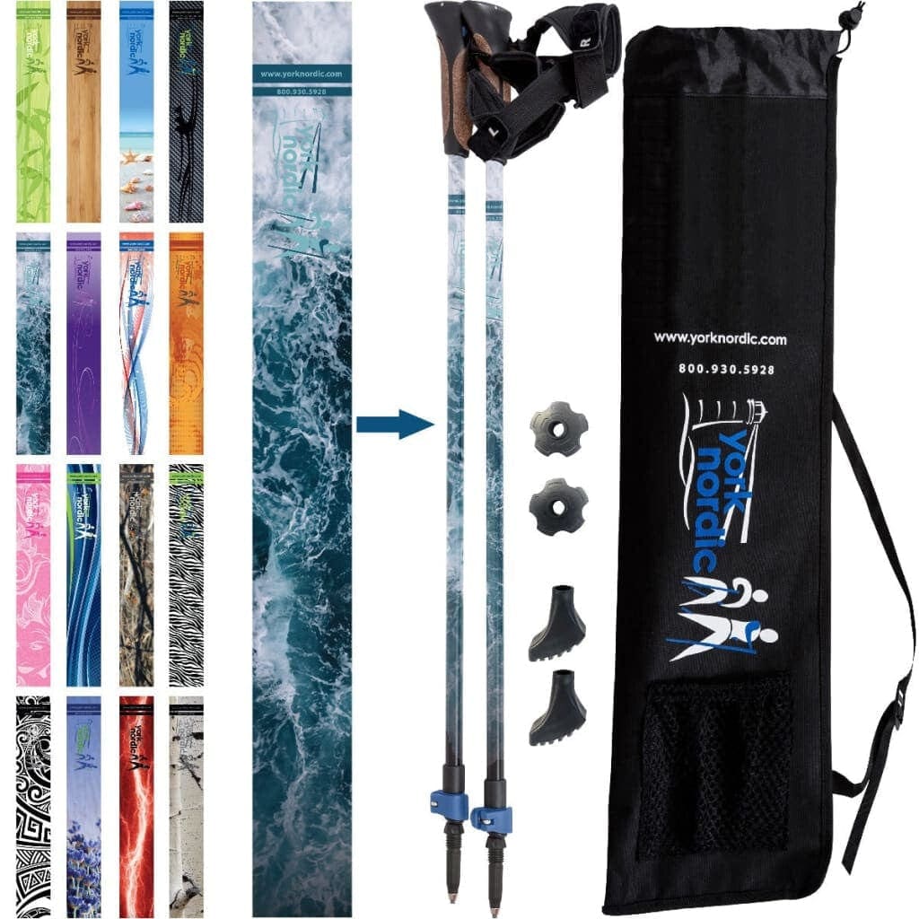 Official Nordic Walking Poles - True Nordic Glove Grip w-flip locks, detachable feet and travel bag - pair - For Heights up to 6β2β - Image 11