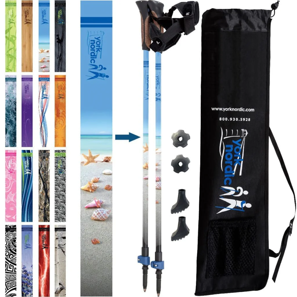 Official Nordic Walking Poles - True Nordic Glove Grip w-flip locks, detachable feet and travel bag - pair - For Heights up to 6β2β - Image 12