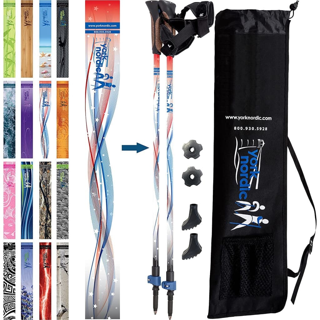 Official Nordic Walking Poles - True Nordic Glove Grip w-flip locks, detachable feet and travel bag - pair - For Heights up to 6β2β - Image 13