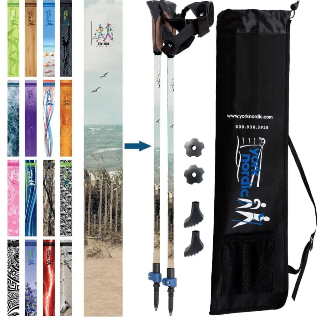 Official Nordic Walking Poles - True Nordic Glove Grip w-flip locks, detachable feet and travel bag - pair - For Heights up to 6β2β - Image 14