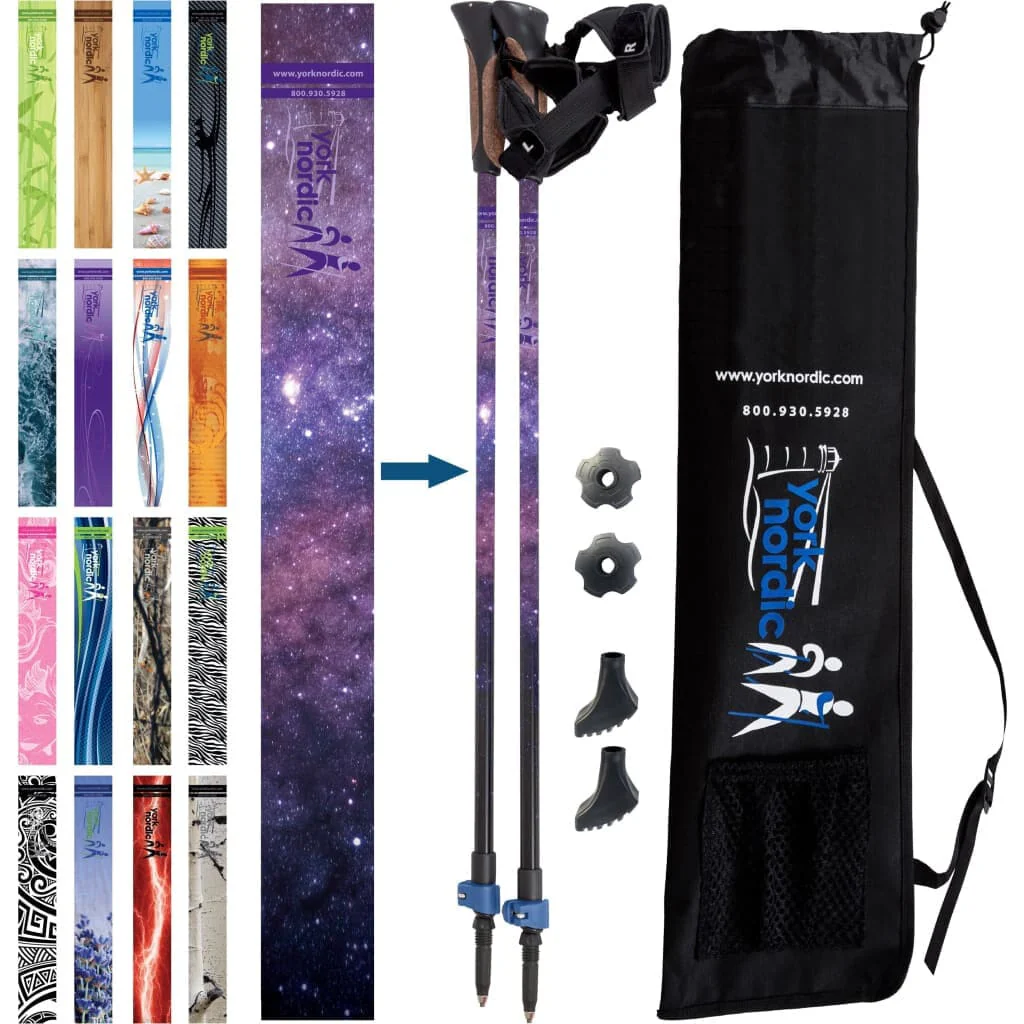 Official Nordic Walking Poles - True Nordic Glove Grip w-flip locks, detachable feet and travel bag - pair - For Heights up to 6β2β - Image 15