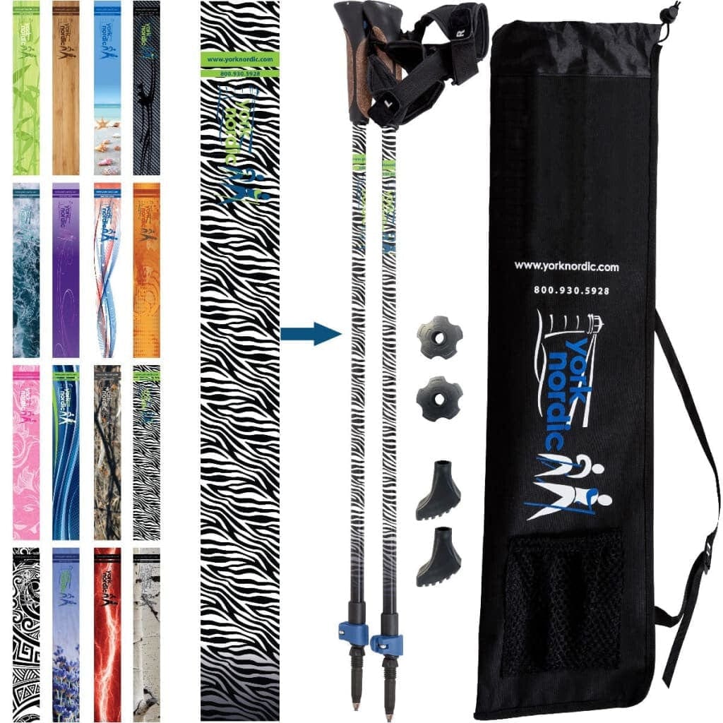 Official Nordic Walking Poles - True Nordic Glove Grip w-flip locks, detachable feet and travel bag - pair - For Heights up to 6β2β - Image 17