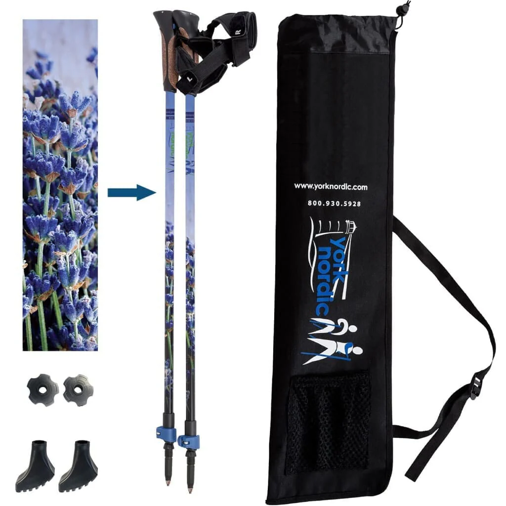 Official Nordic Walking Poles - True Nordic Glove Grip w-flip locks, detachable feet and travel bag - pair - For Heights up to 6β2β - Image 18