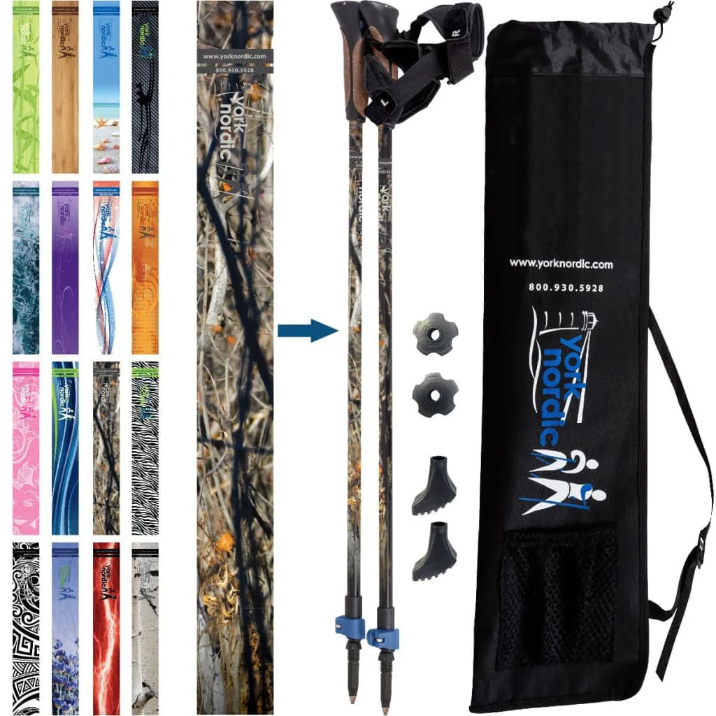 Official Nordic Walking Poles - True Nordic Glove Grip w-flip locks, detachable feet and travel bag - pair - For Heights up to 6β2β - Image 19