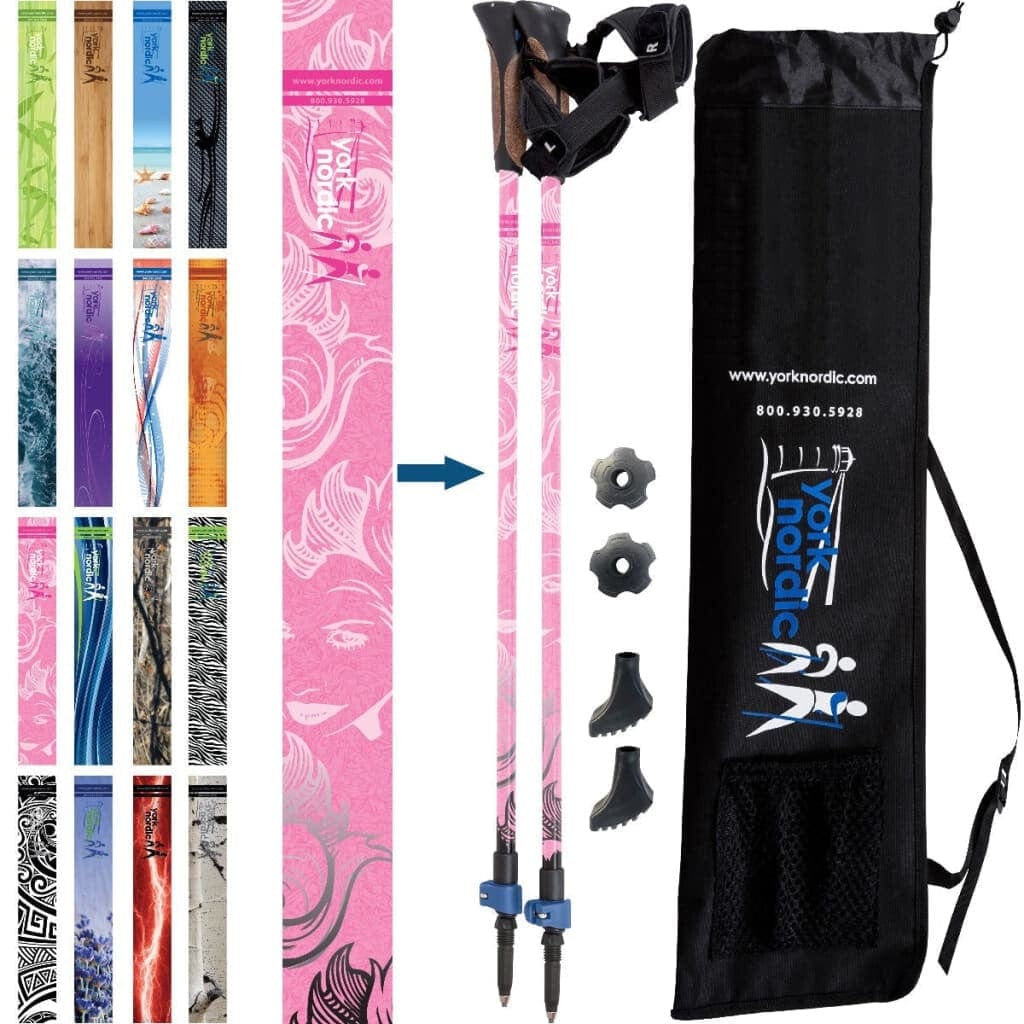 Official Nordic Walking Poles - True Nordic Glove Grip w-flip locks, detachable feet and travel bag - pair - For Heights up to 6β2β - Image 20