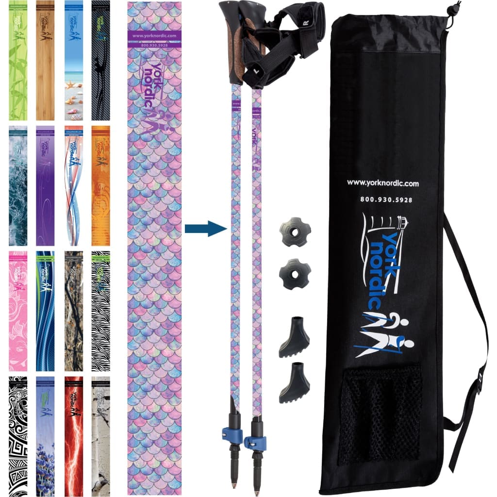 Official Nordic Walking Poles - True Nordic Glove Grip w-flip locks, detachable feet and travel bag - pair - For Heights up to 6β2β - Image 21