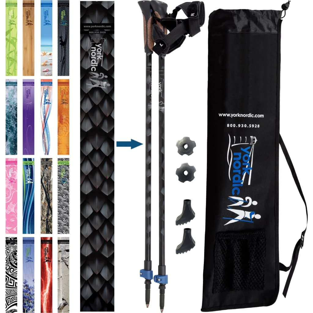 Official Nordic Walking Poles - True Nordic Glove Grip w-flip locks, detachable feet and travel bag - pair - For Heights up to 6β2β - Image 22