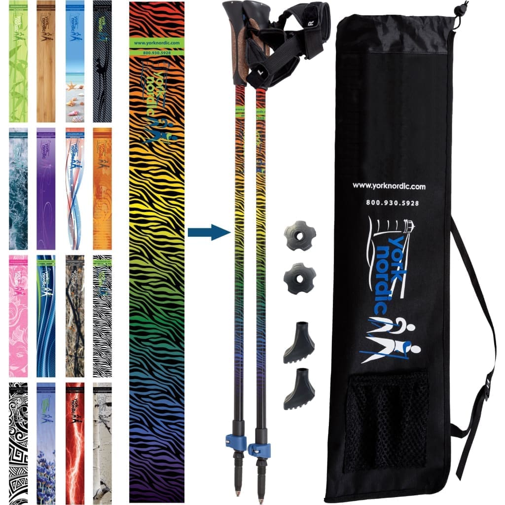 Official Nordic Walking Poles - True Nordic Glove Grip w-flip locks, detachable feet and travel bag - pair - For Heights up to 6β2β - Image 23
