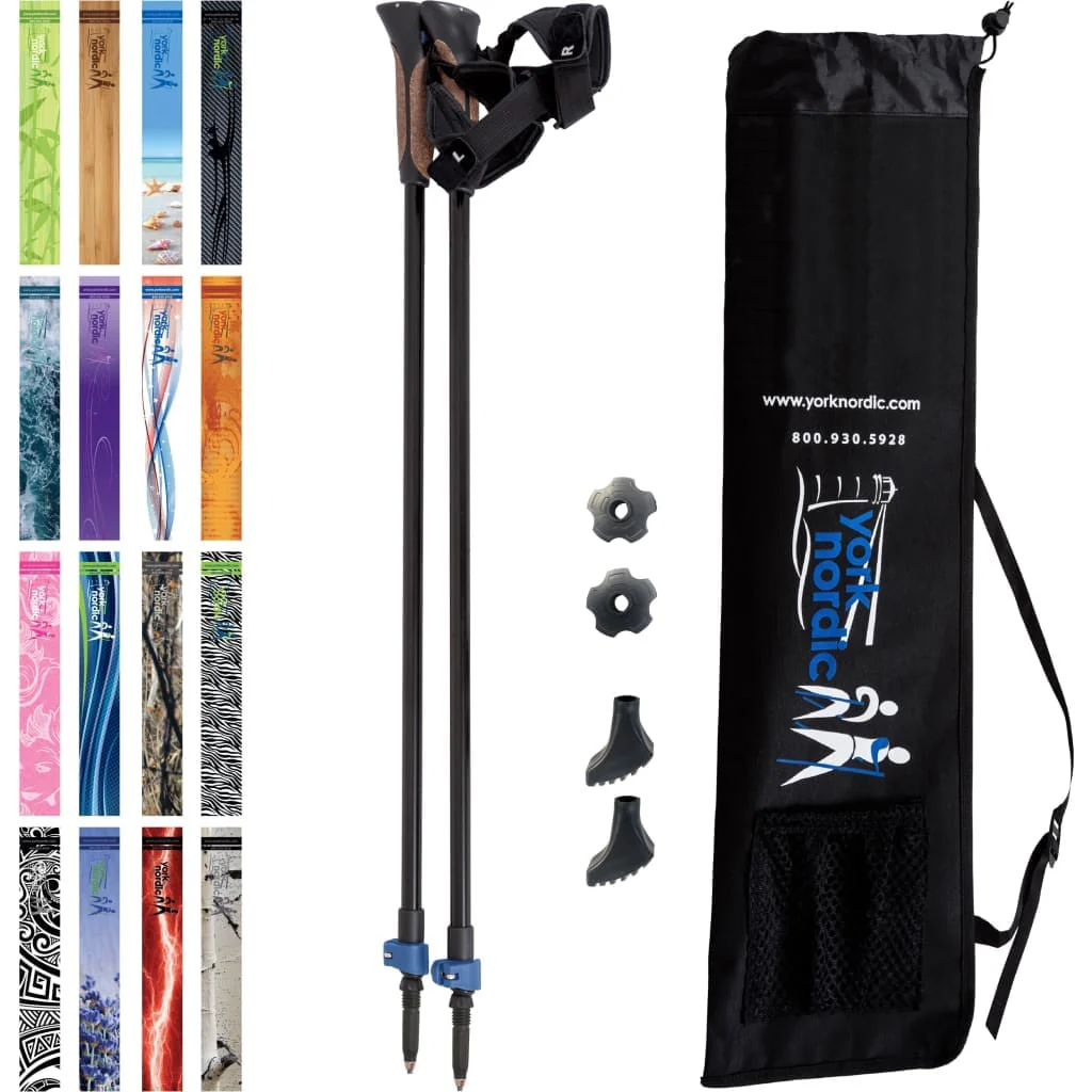 Official Nordic Walking Poles - True Nordic Glove Grip w-flip locks, detachable feet and travel bag - pair - For Heights up to 6β2β - Image 24