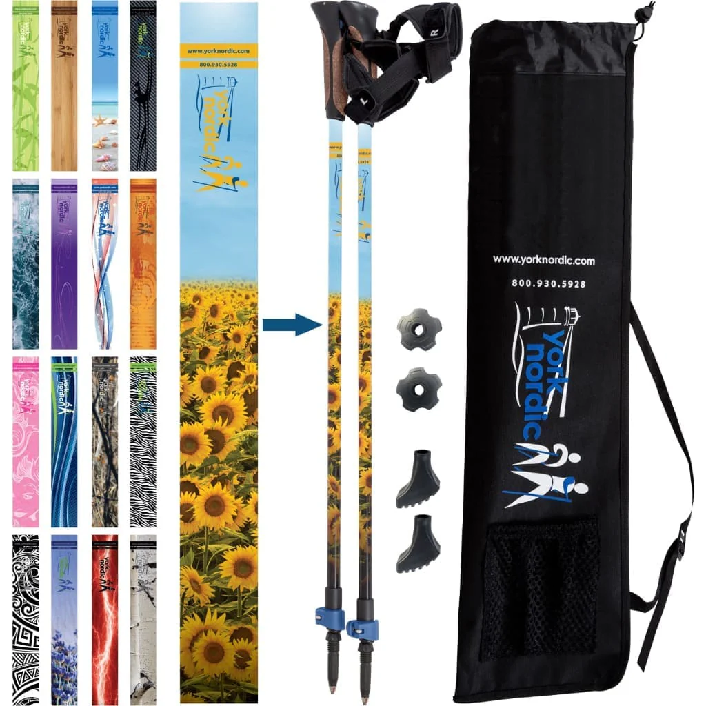 Official Nordic Walking Poles - True Nordic Glove Grip w-flip locks, detachable feet and travel bag - pair - For Heights up to 6β2β - Image 25