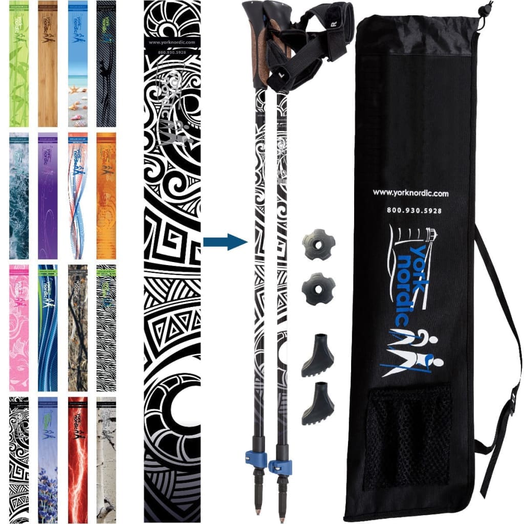 Official Nordic Walking Poles - True Nordic Glove Grip w-flip locks, detachable feet and travel bag - pair - For Heights up to 6β2β - Image 26