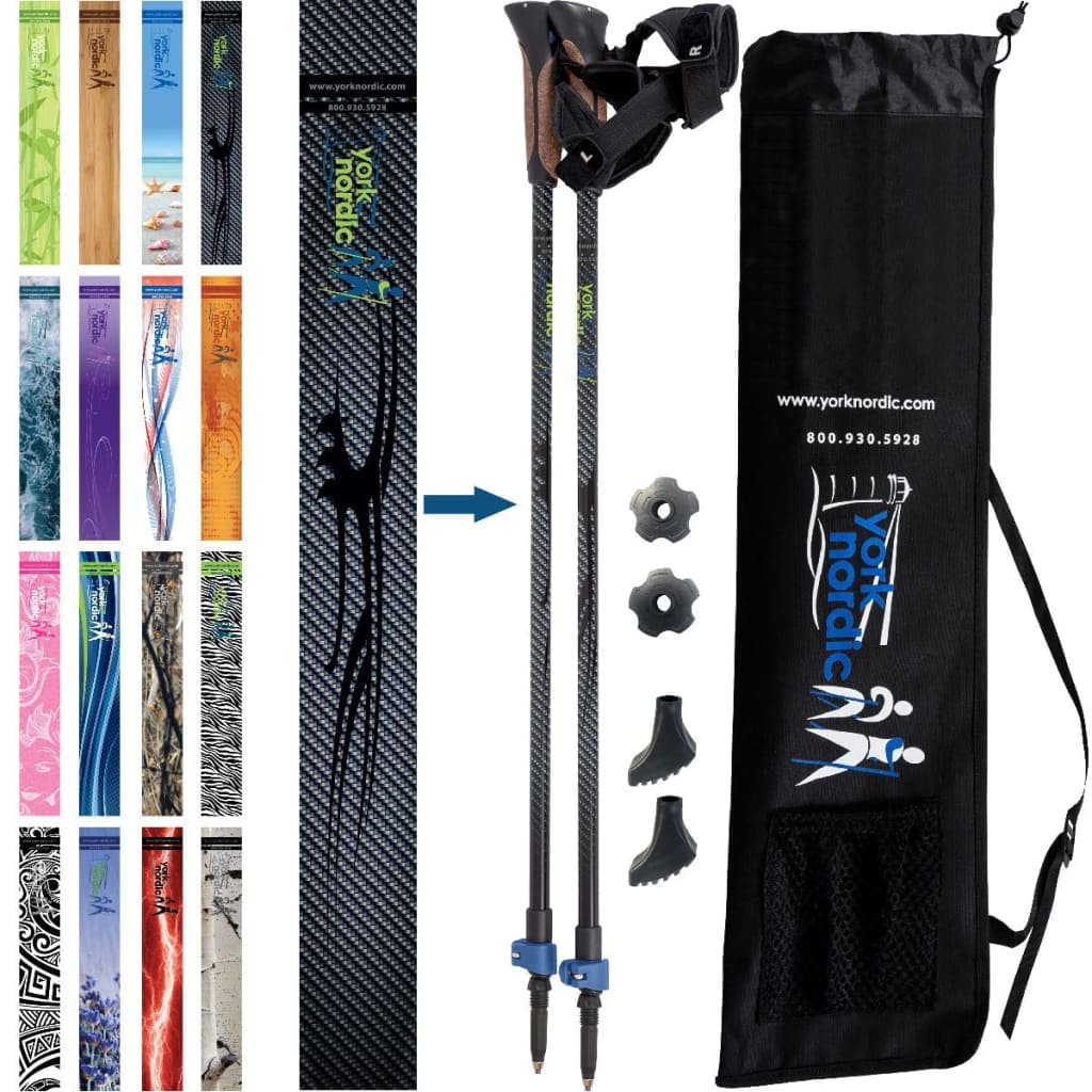 Official Nordic Walking Poles - True Nordic Glove Grip w-flip locks, detachable feet and travel bag - pair - For Heights up to 6β2β - Image 27