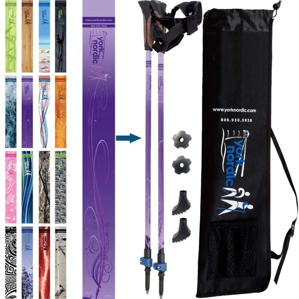 Official Nordic Walking Poles - True Nordic Glove Grip w-flip locks, detachable feet and travel bag - pair - For Heights up to 6β2β - Image 28