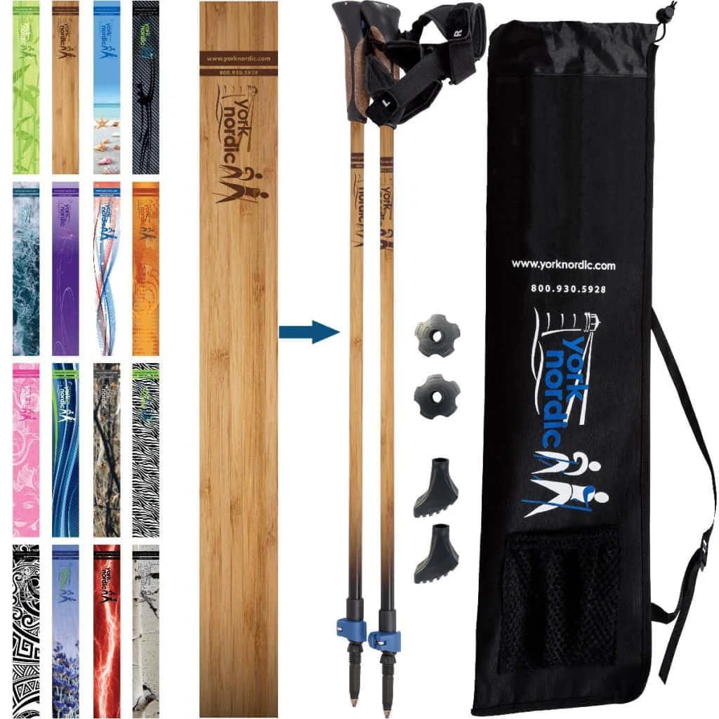 Official Nordic Walking Poles - True Nordic Glove Grip w-flip locks, detachable feet and travel bag - pair - For Heights up to 6β2β - Image 29