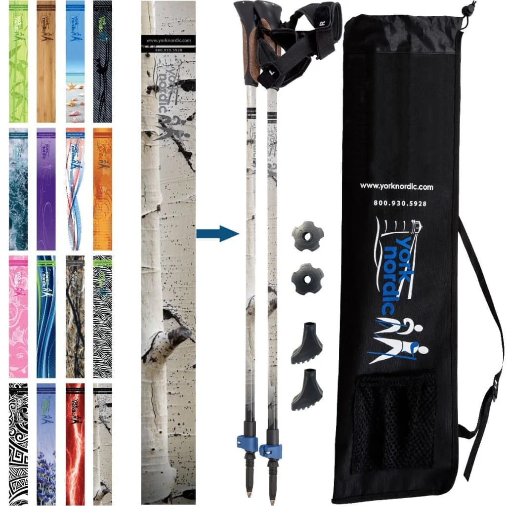 Official Nordic Walking Poles - True Nordic Glove Grip w-flip locks, detachable feet and travel bag - pair - For Heights up to 6β2β - Image 30