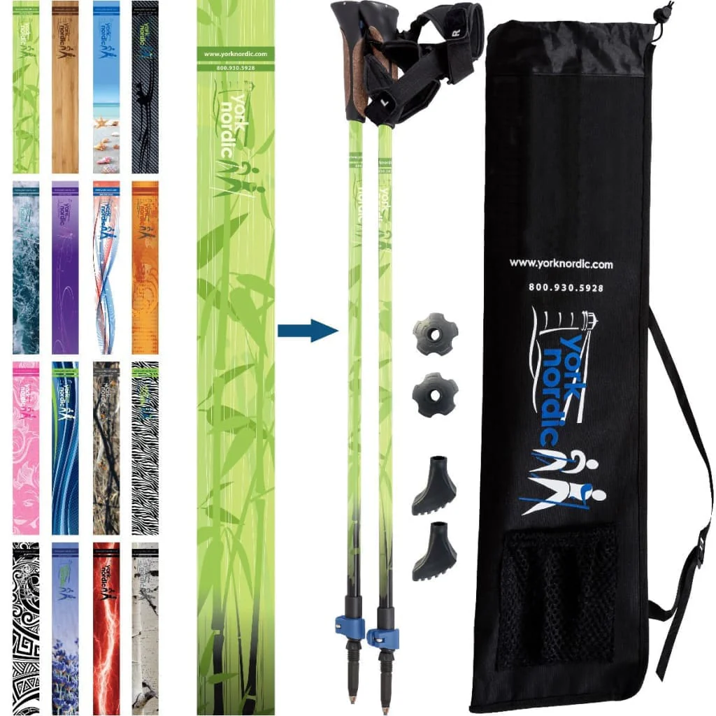 Official Nordic Walking Poles - True Nordic Glove Grip w-flip locks, detachable feet and travel bag - pair - For Heights up to 6β2β - Image 31