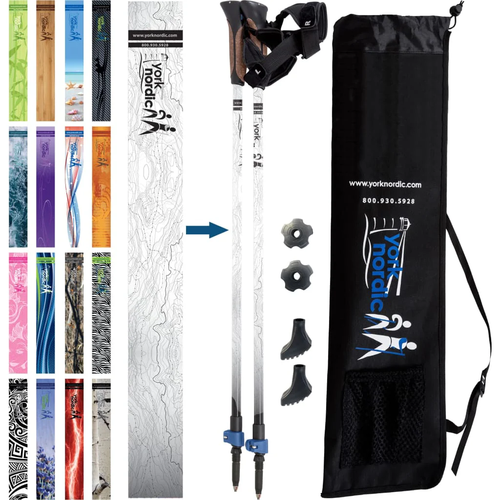 Official Nordic Walking Poles - True Nordic Glove Grip w-flip locks, detachable feet and travel bag - pair - For Heights up to 6β2β - Image 33