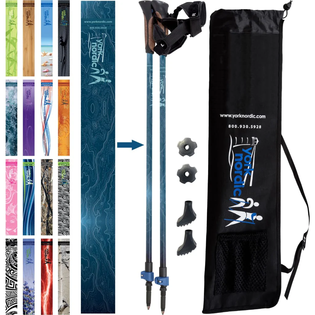 Official Nordic Walking Poles - True Nordic Glove Grip w-flip locks, detachable feet and travel bag - pair - For Heights up to 6β2β - Image 34