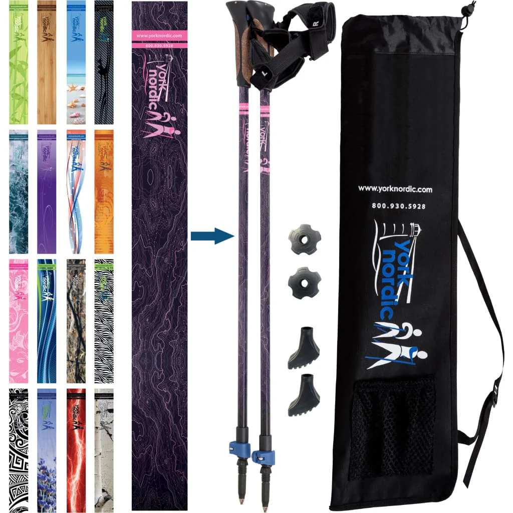 Official Nordic Walking Poles - True Nordic Glove Grip w-flip locks, detachable feet and travel bag - pair - For Heights up to 6β2β - Image 35