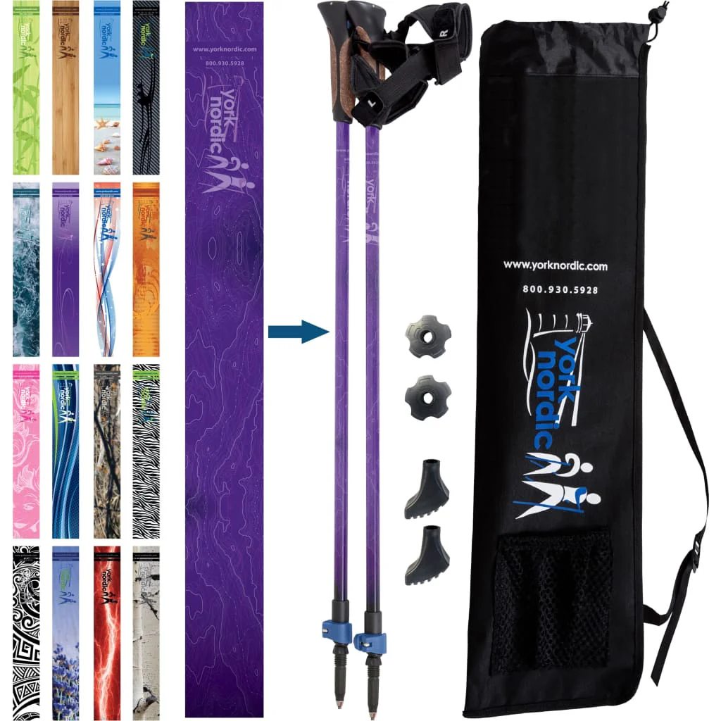 Official Nordic Walking Poles - True Nordic Glove Grip w-flip locks, detachable feet and travel bag - pair - For Heights up to 6β2β - Image 36