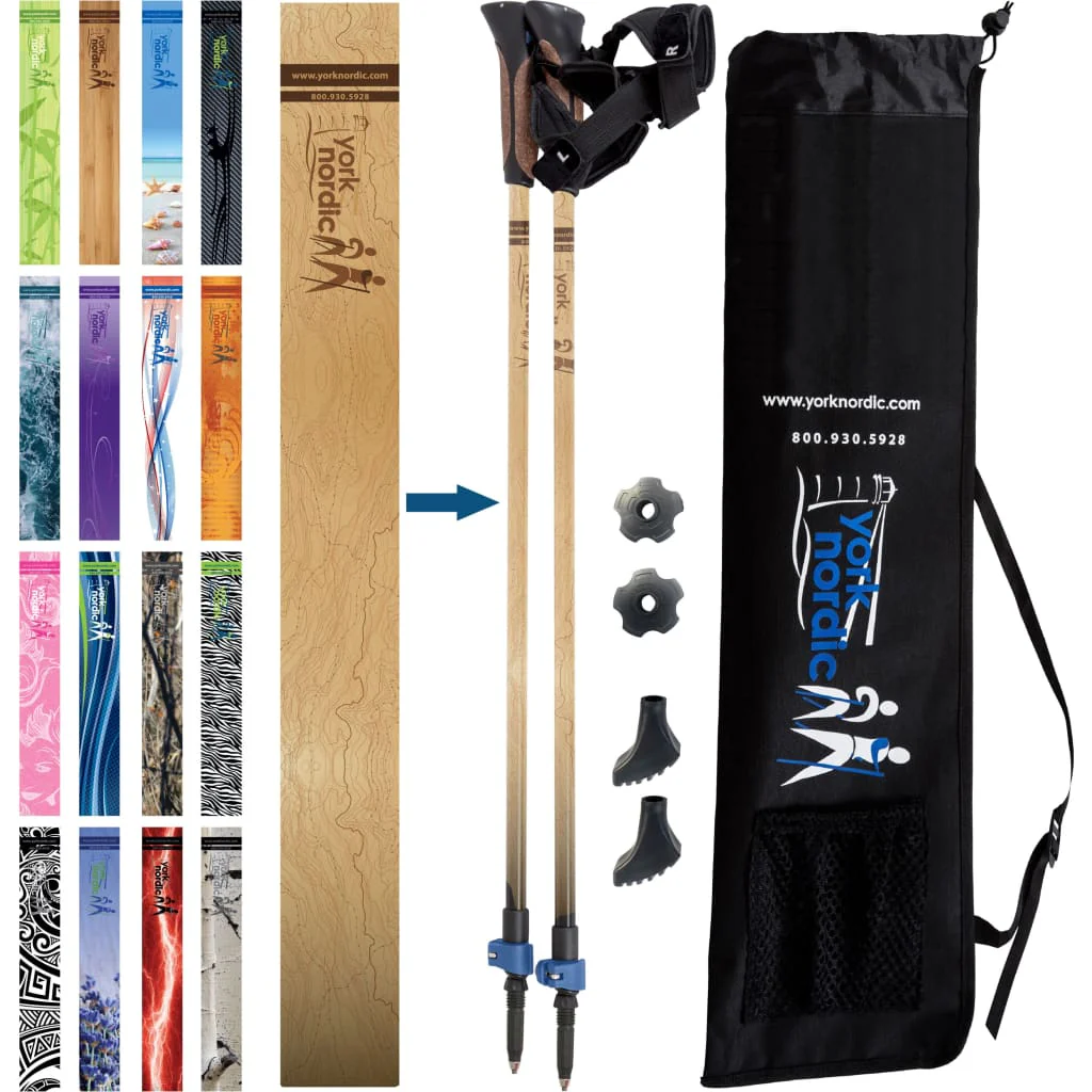 Official Nordic Walking Poles - True Nordic Glove Grip w-flip locks, detachable feet and travel bag - pair - For Heights up to 6β2β - Image 37