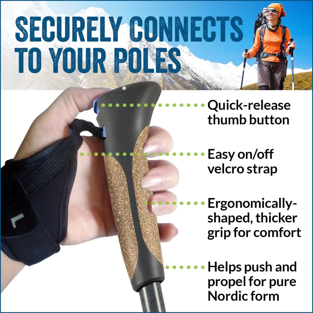 Official Nordic Walking Poles - True Nordic Glove Grip w-flip locks, detachable feet and travel bag - pair - For Heights up to 6β2β - Image 5