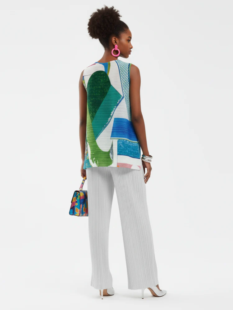 Pleated Printed Sleeveless Top, Coney Island | Women - BYMANYC ® New York - Image 2