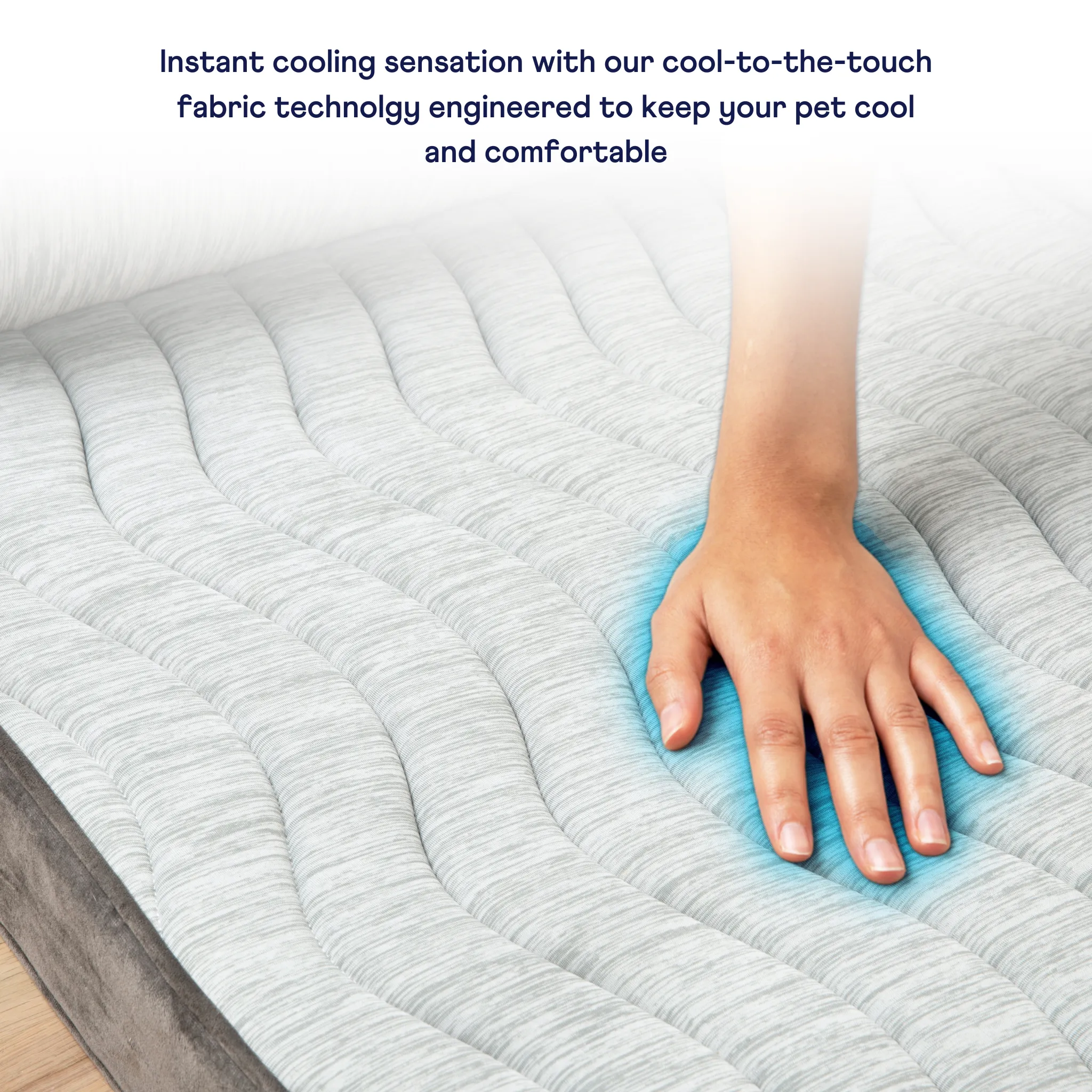 PupChill™ Cooling Bolster Dog Bed + Waterproof Blanket Bundle - Arctic Grey - Image 6