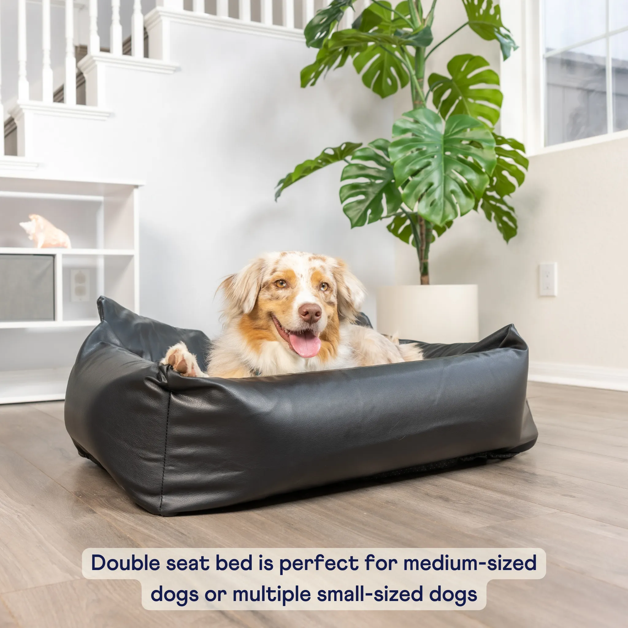 PupProtector™ Faux Leather Memory Foam Dog Car Bed - Black - Image 10