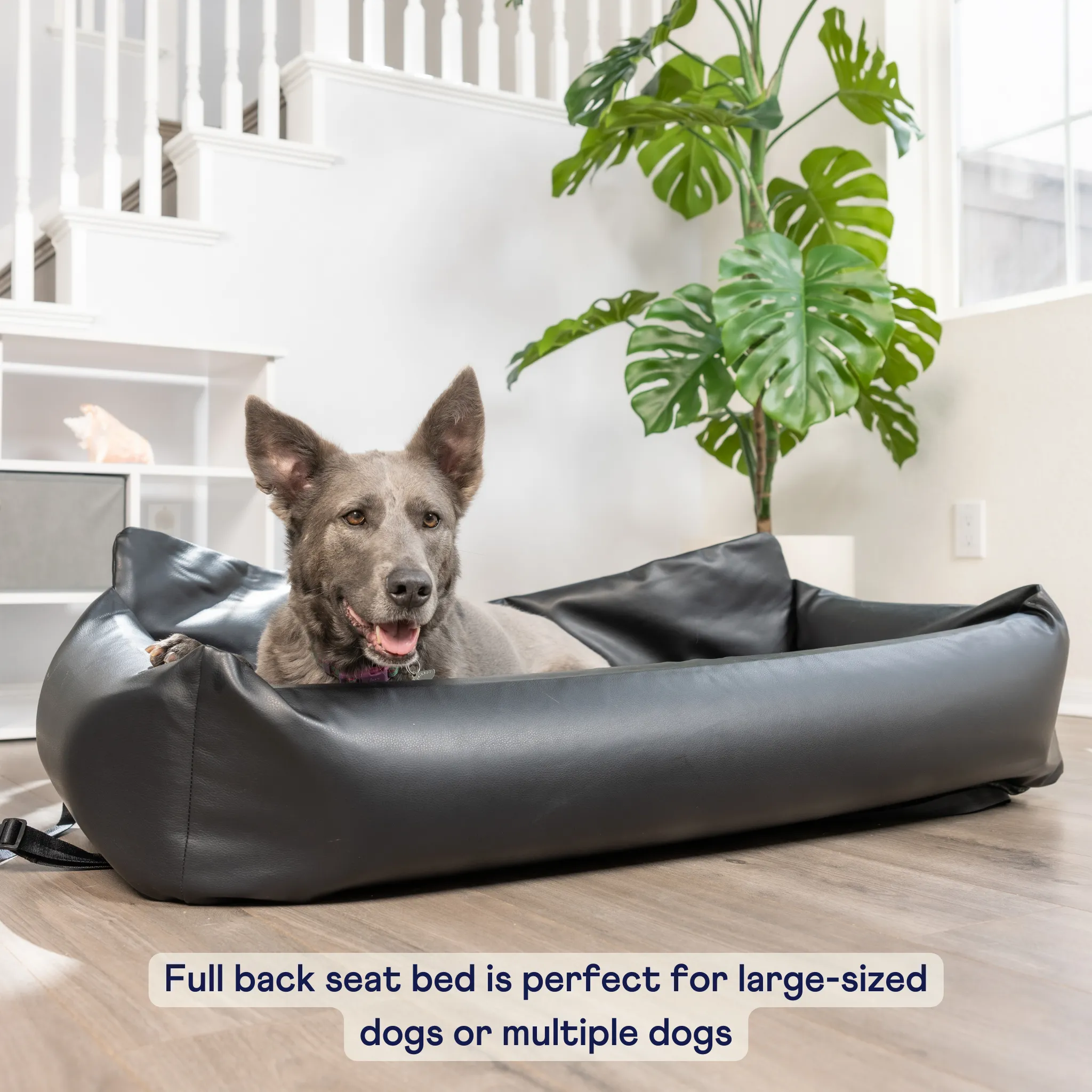 PupProtector™ Faux Leather Memory Foam Dog Car Bed - Black - Image 11