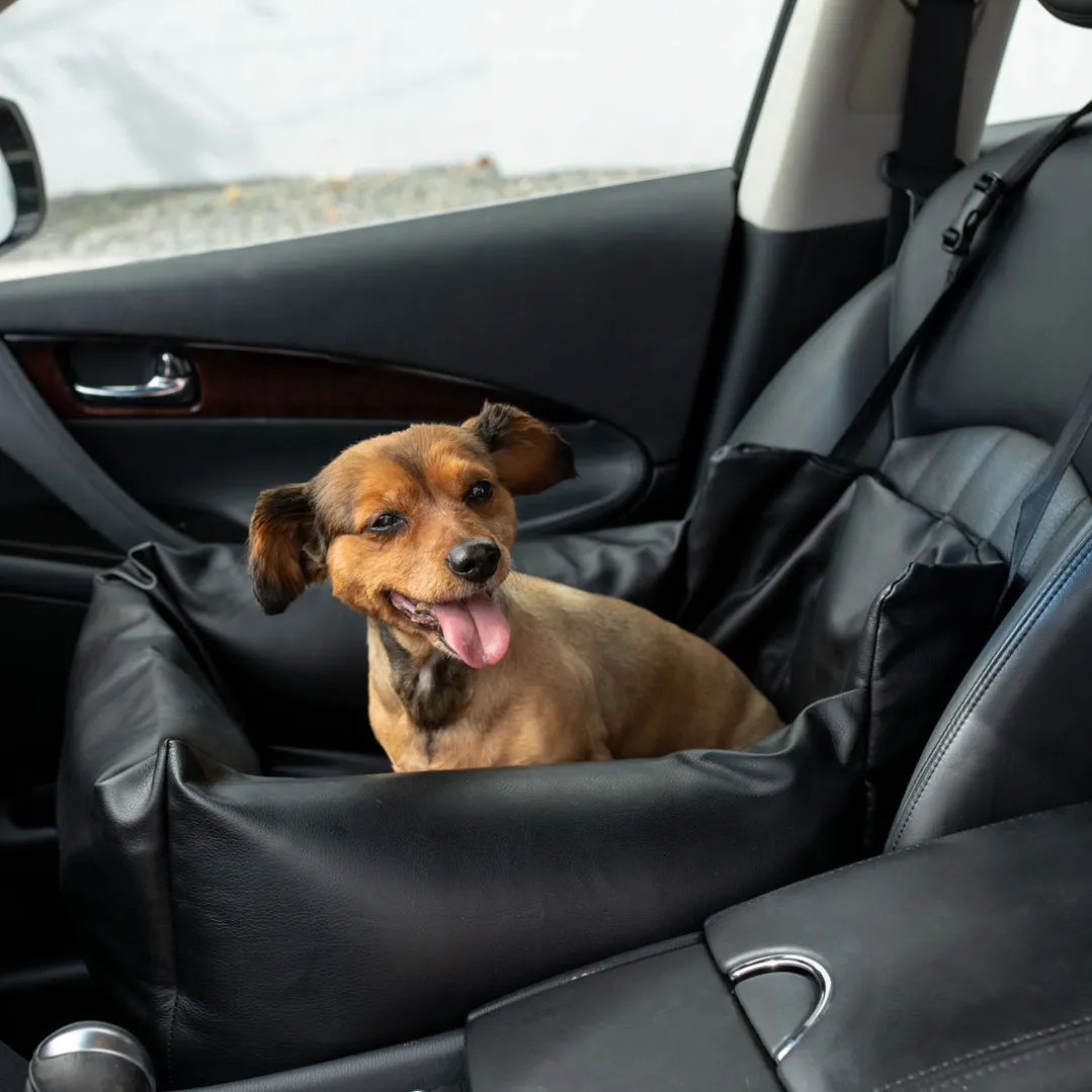 PupProtector™ Faux Leather Memory Foam Dog Car Bed - Black - Image 15