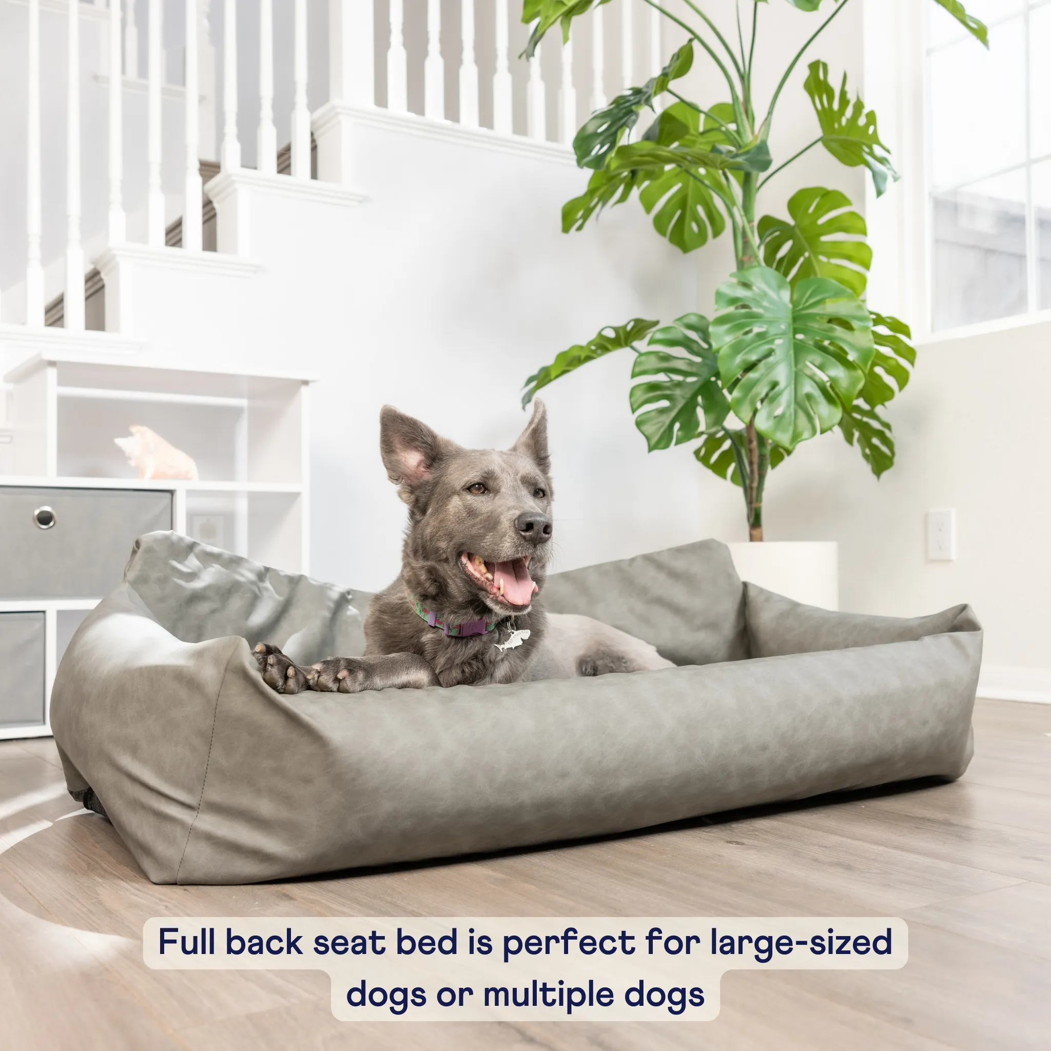 PupProtector™ Faux Leather Memory Foam Dog Car Bed - Slate Gray - Image 12