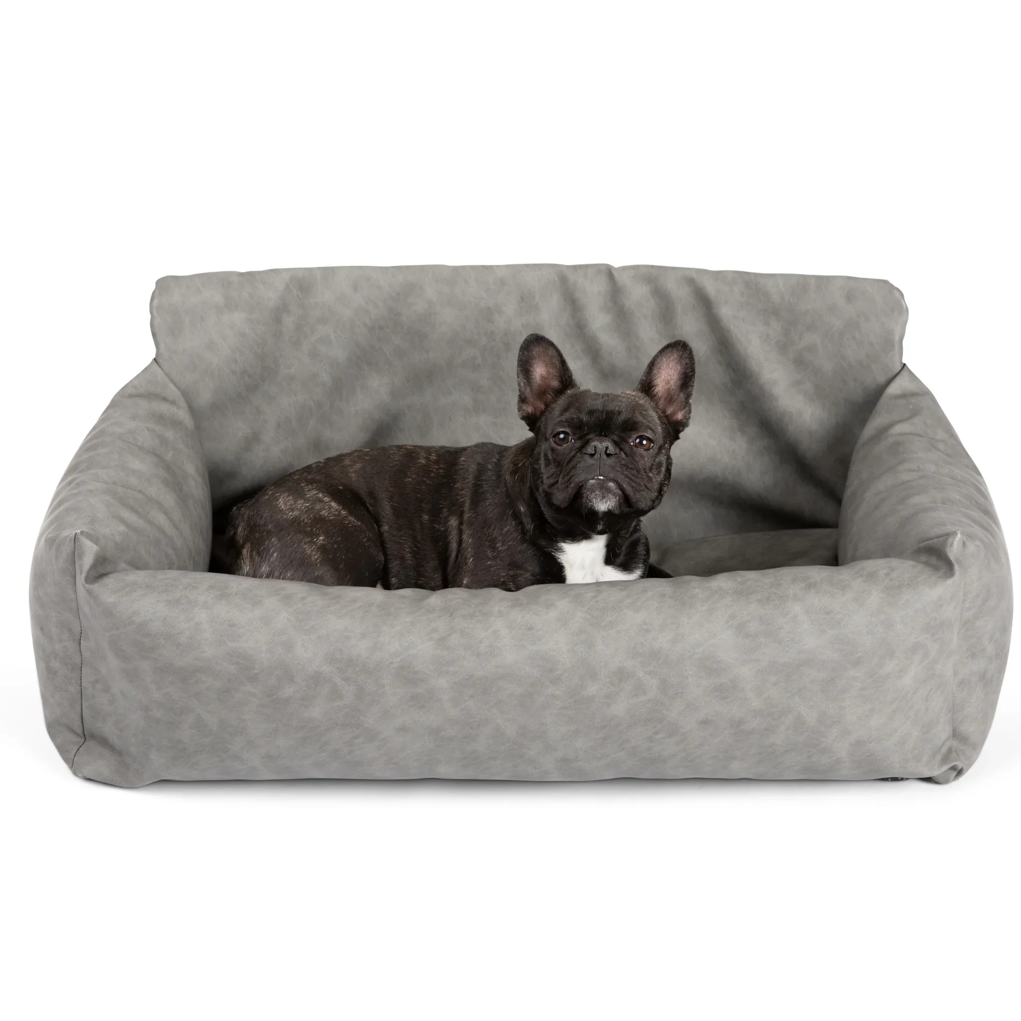 PupProtector™ Faux Leather Memory Foam Dog Car Bed - Slate Gray - Image 17