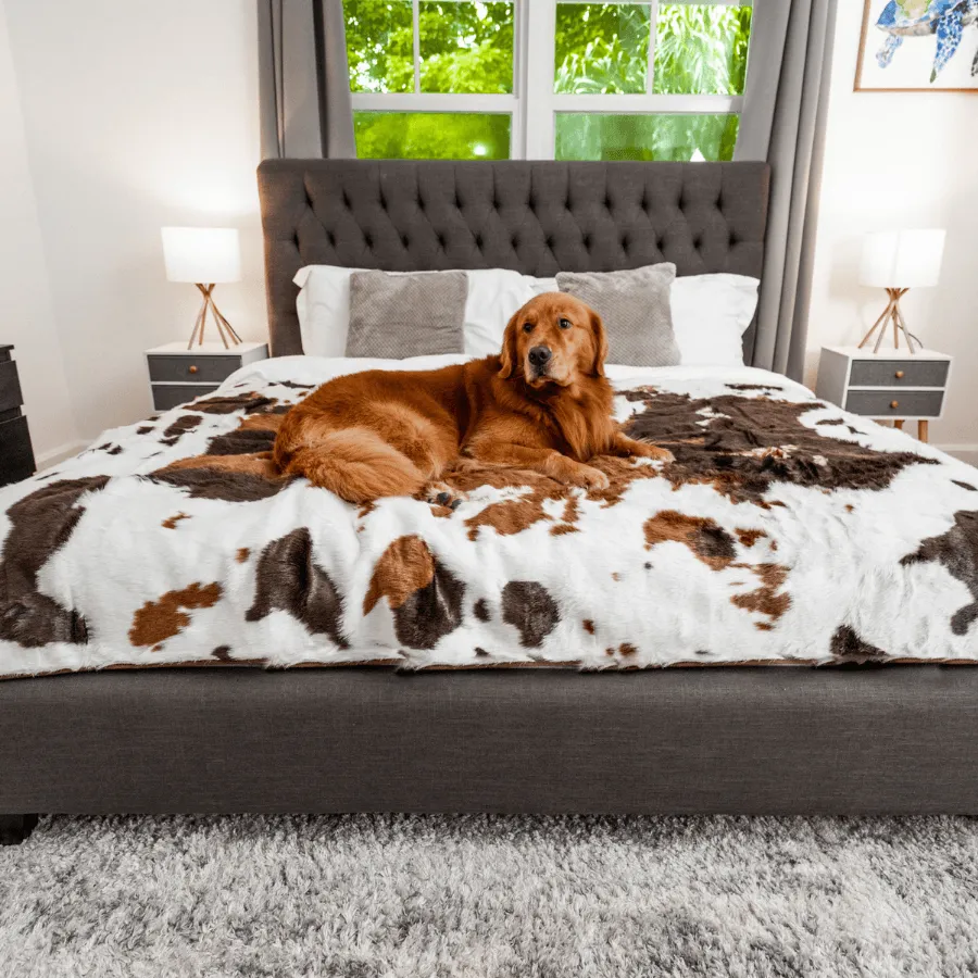 PupProtector™ Waterproof Throw Blanket - Brown Faux Cowhide - Image 6