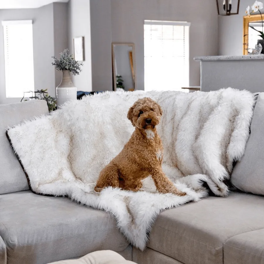 PupProtector™ Waterproof Throw Blanket - White with Brown Accents - Image 8