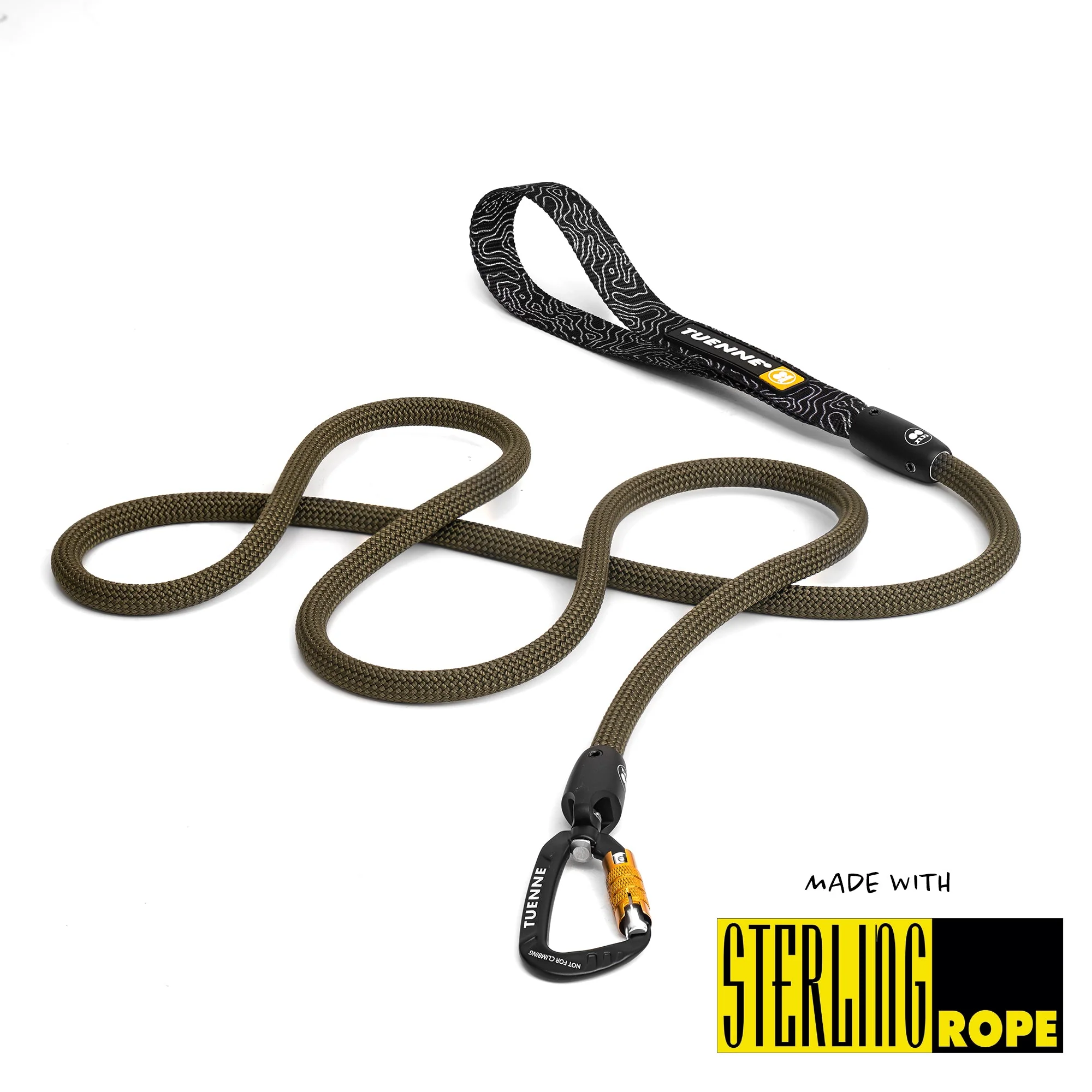 Rope Dog Leash with Auto-Locking Carabiner – 9.8mm Dry-Treated | Earth Olive