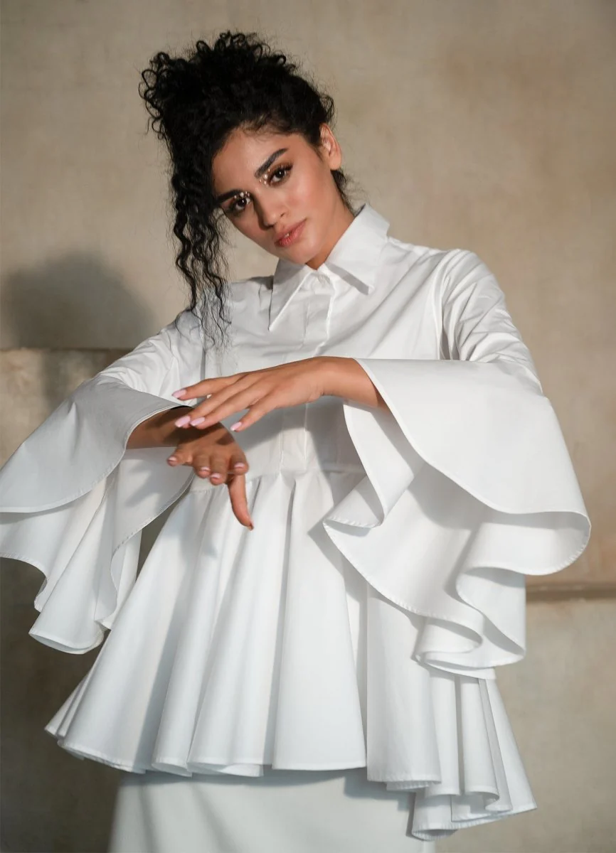 Sesta Italian Design White Gabardine Shirt