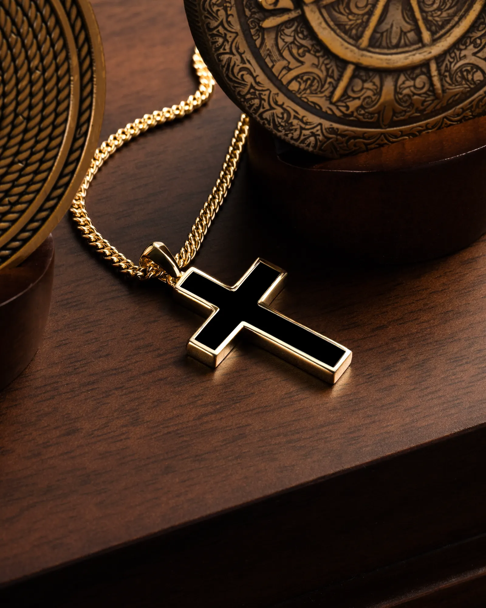Stone Cross Curb Set - Gold - Image 2