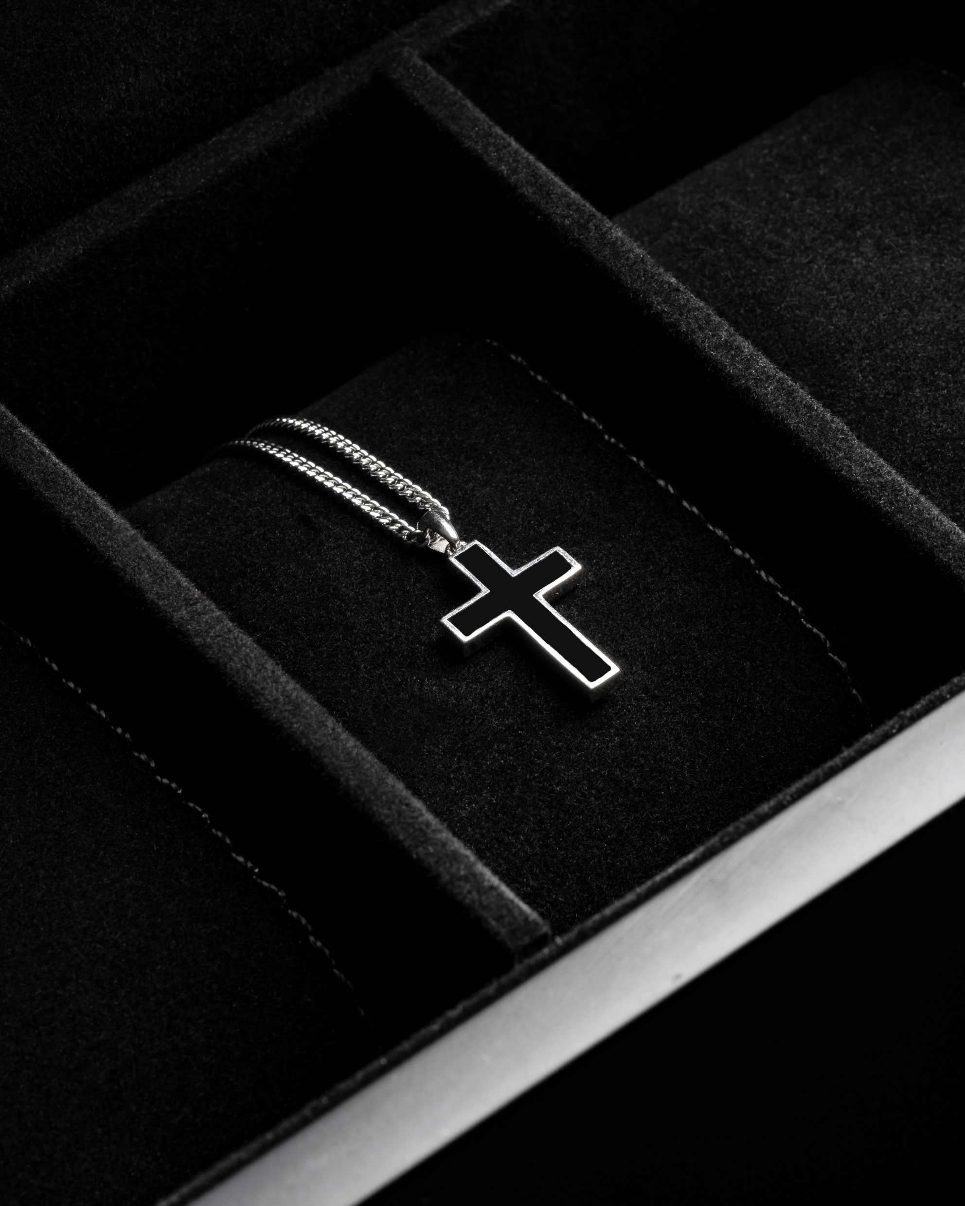 Stone Cross Curb Set - Sterling Silver - Image 2